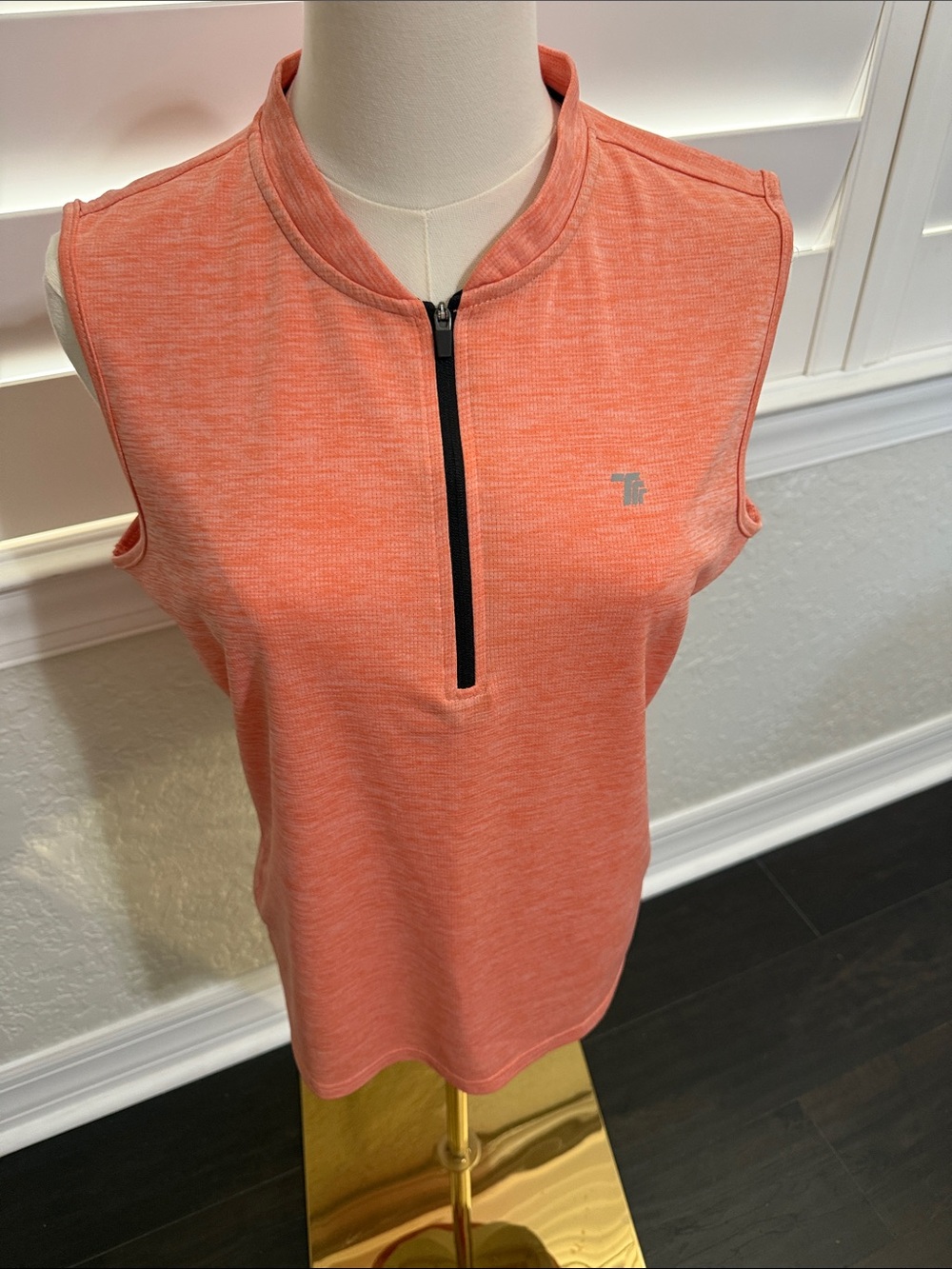Sleeveless Coral Zip-Front Women's Top
